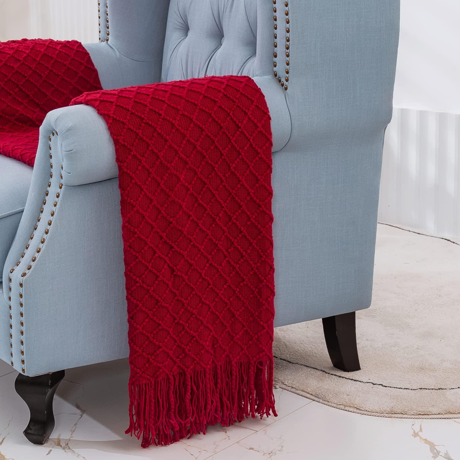 Lunarose Throw Blanket for Couch,Soft Cozy Knit Blanket,Lightweight Decorative Throw for Sofa Chair Bed Travel and Living Room-All Seasons Suitable for Women,Men and Kids (White-Wave, 50"x60")