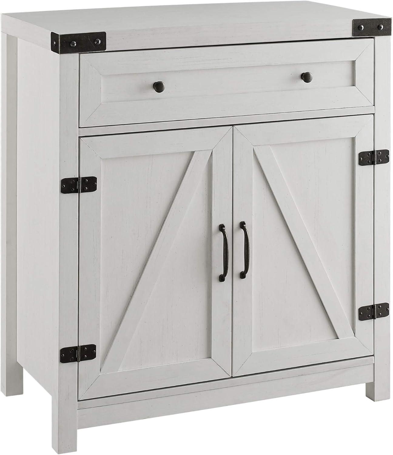 Walker Edison Modern Farmhouse 2 Barn Door Accent Cabinet, Brushed White