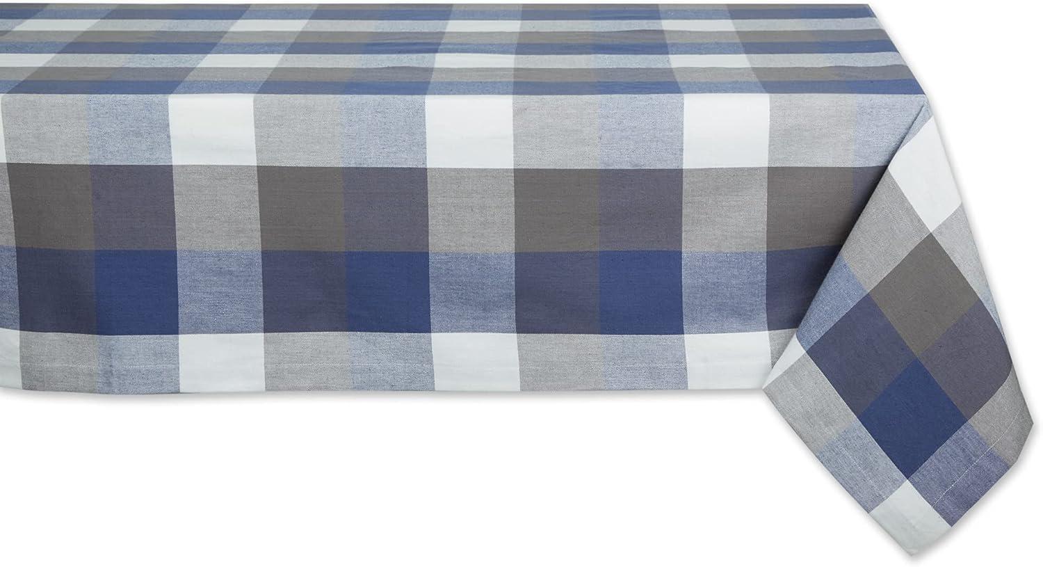 French Blue Tri Color Check Tablecloth 60x84"