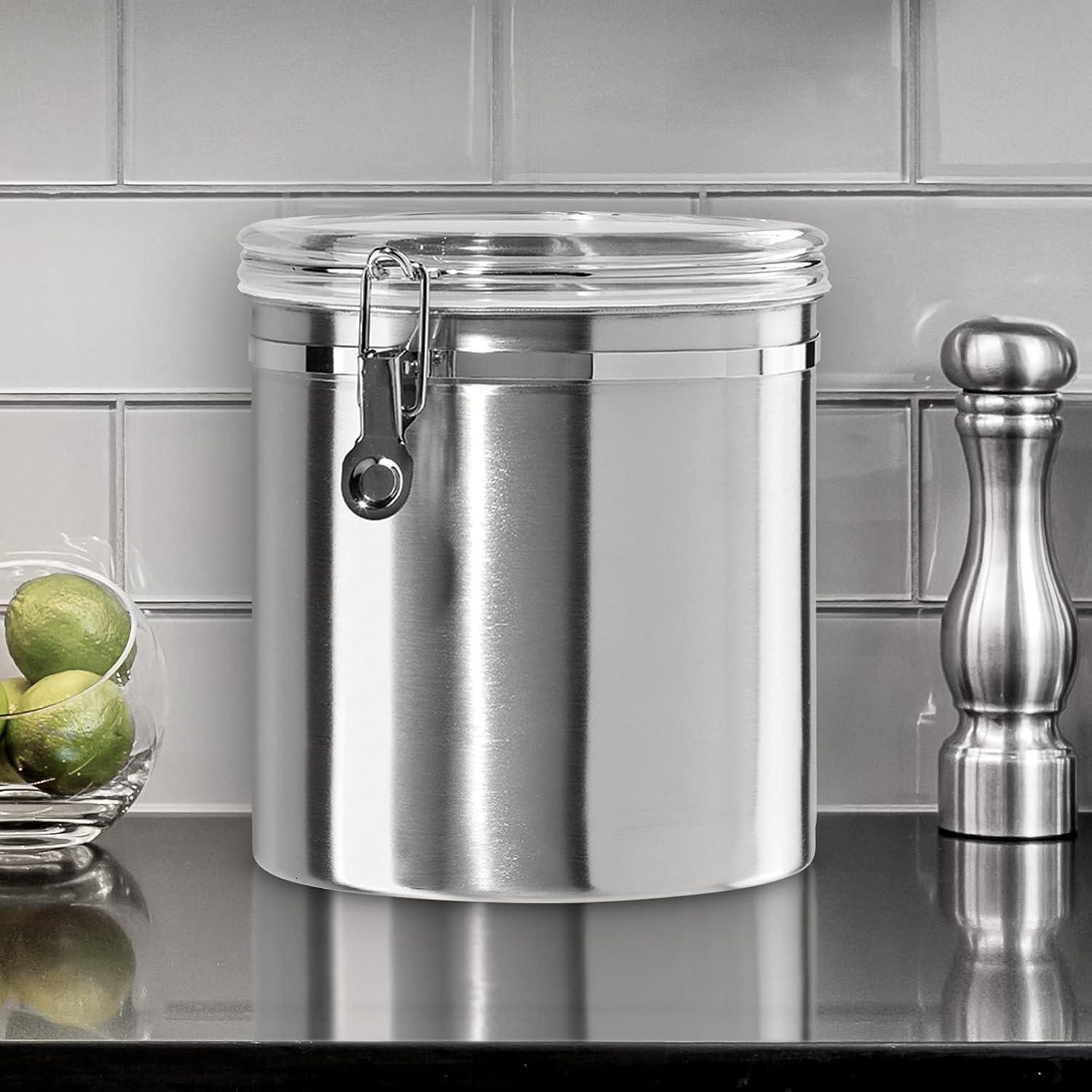 Jumbo Stainless Steel Clear Kitchen Canister with Airtight Lid