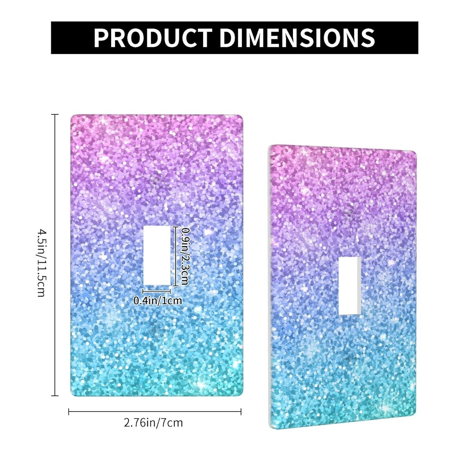Light Switch Cover Pink Blue Glitter Wall Plates 1-Gang Single Toggle 4.5 X 2.76 Inch 1 Pack