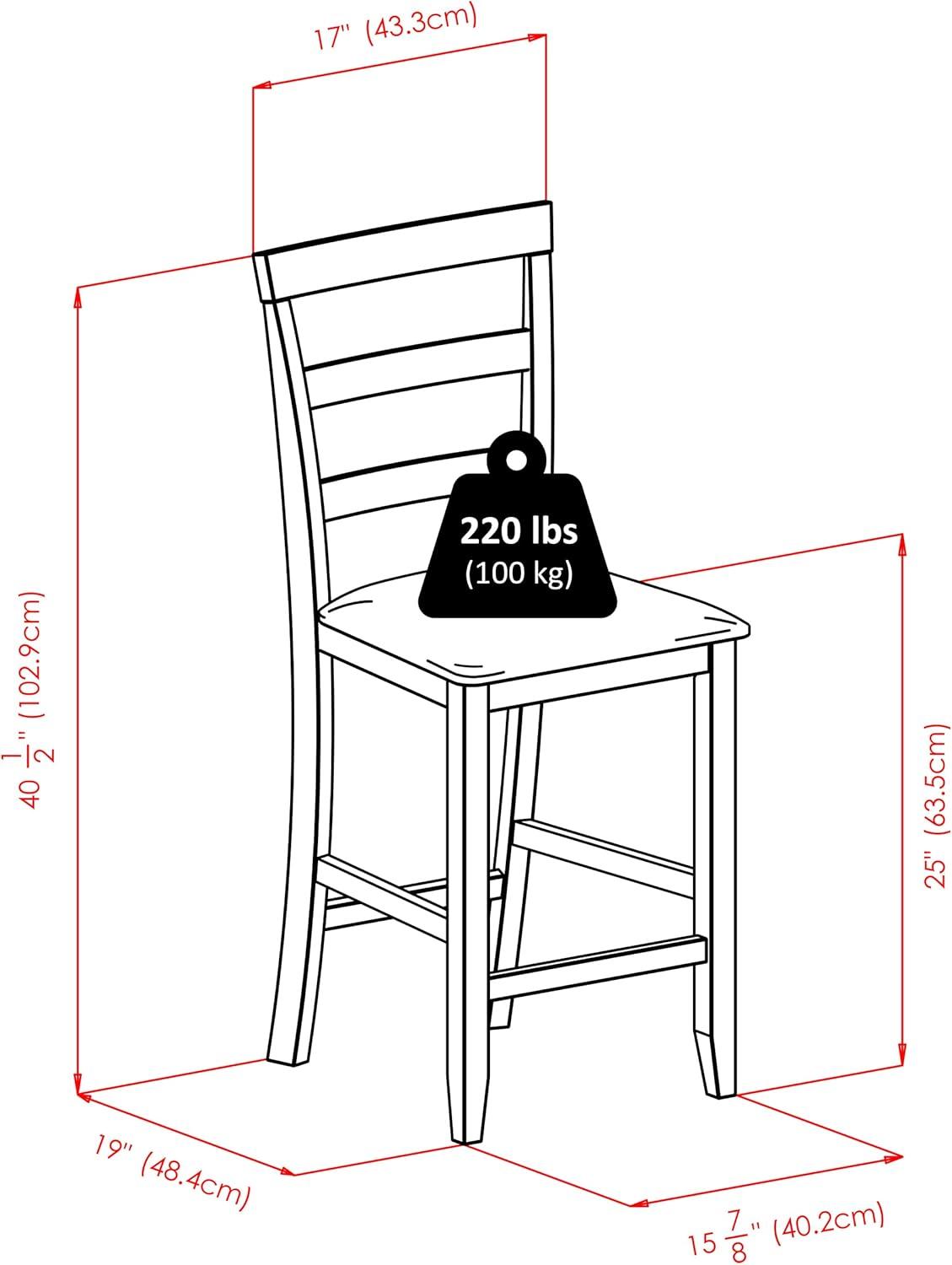 2pc Simone Counter Height Barstool Set Black/Walnut - Winsome