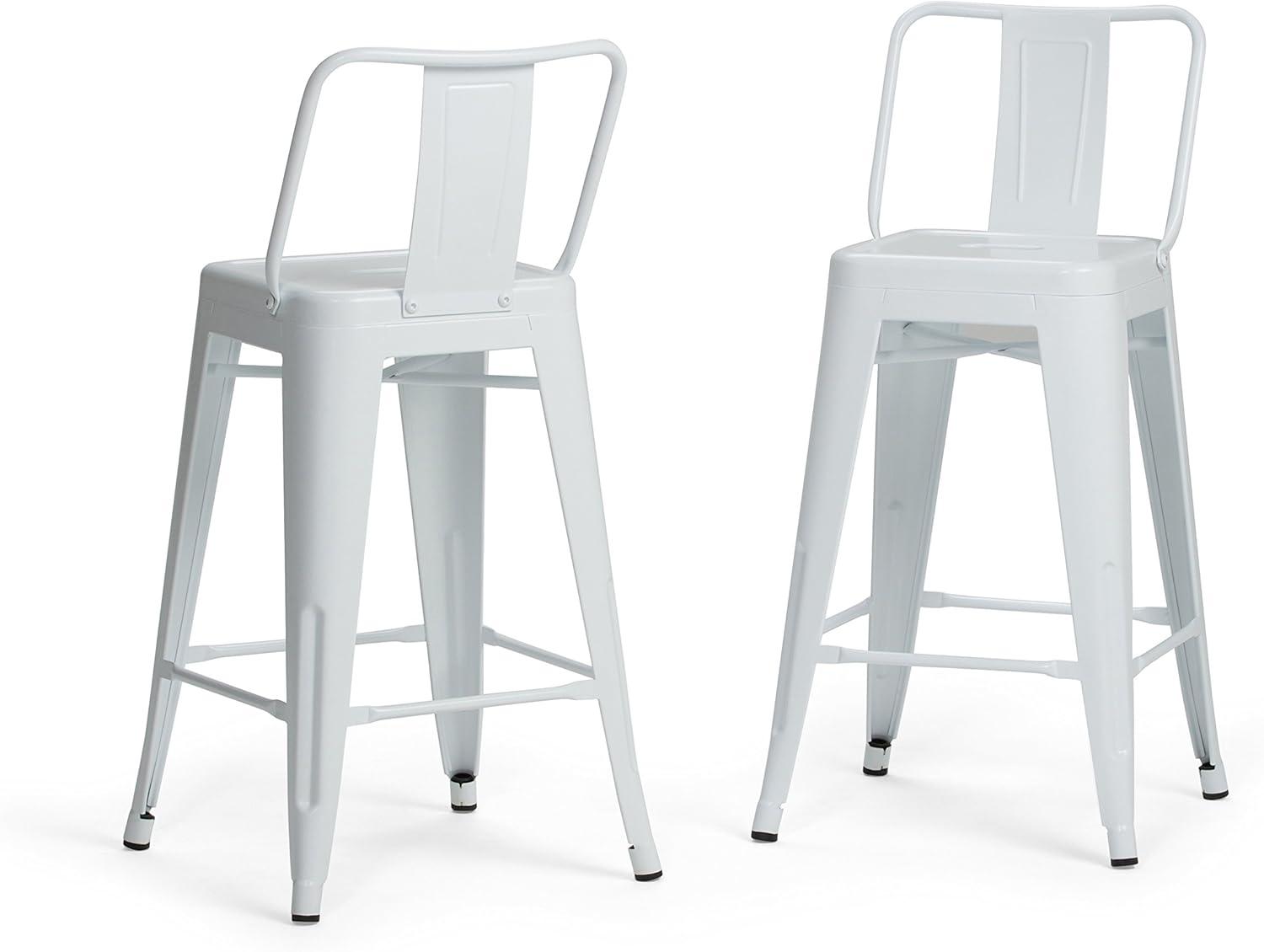 Rayne 24" White Industrial Metal Counter Stool Set