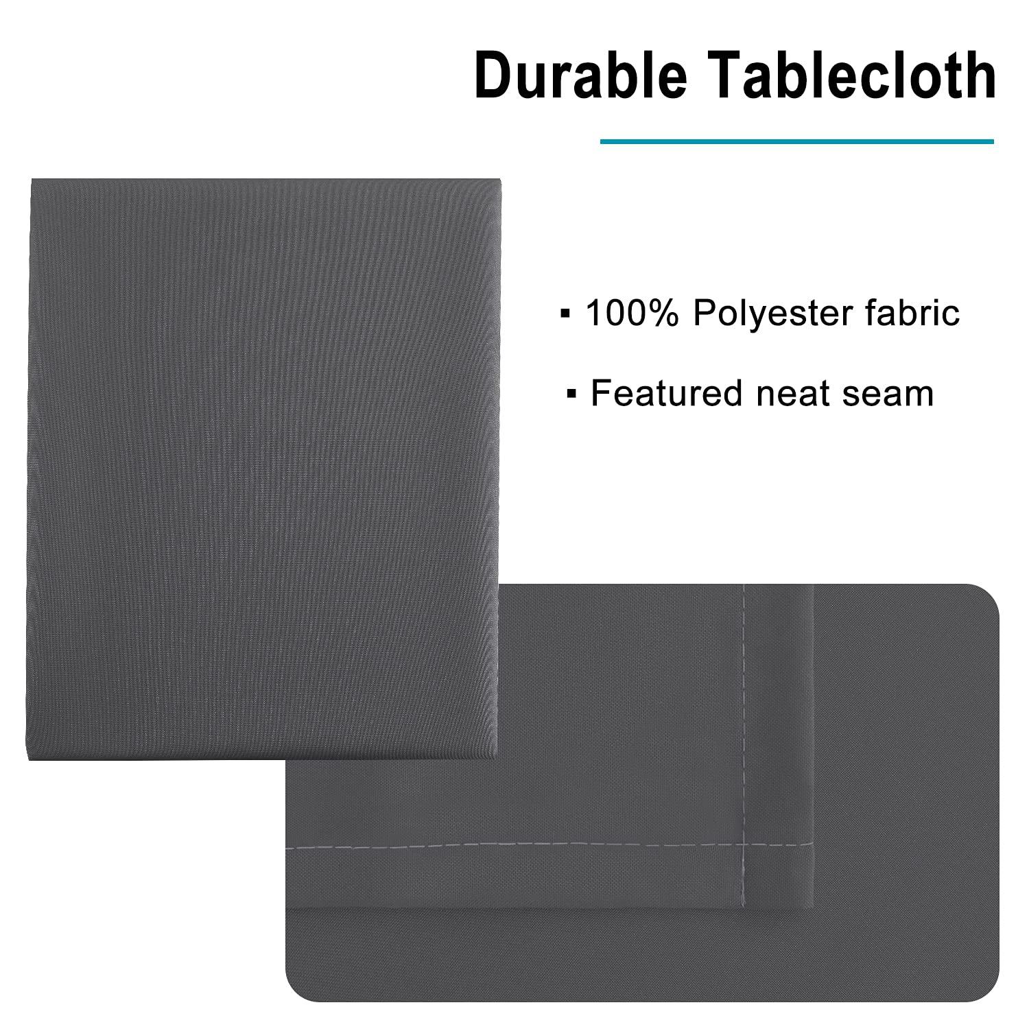 Hiasan Rectangle Tablecloth Grey - Wrinkle Resistant and Waterproof Washable Polyester Fabric Table Cloth for Dining Party and Outdoor Use, 54 x 80 Inch