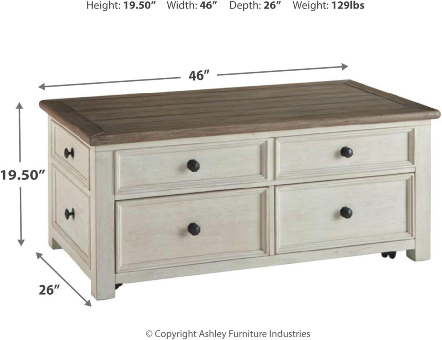 Signature Design by Ashley Bolanburg 4 Drawer Coffee Table with Lift Top, Two-tone Brown