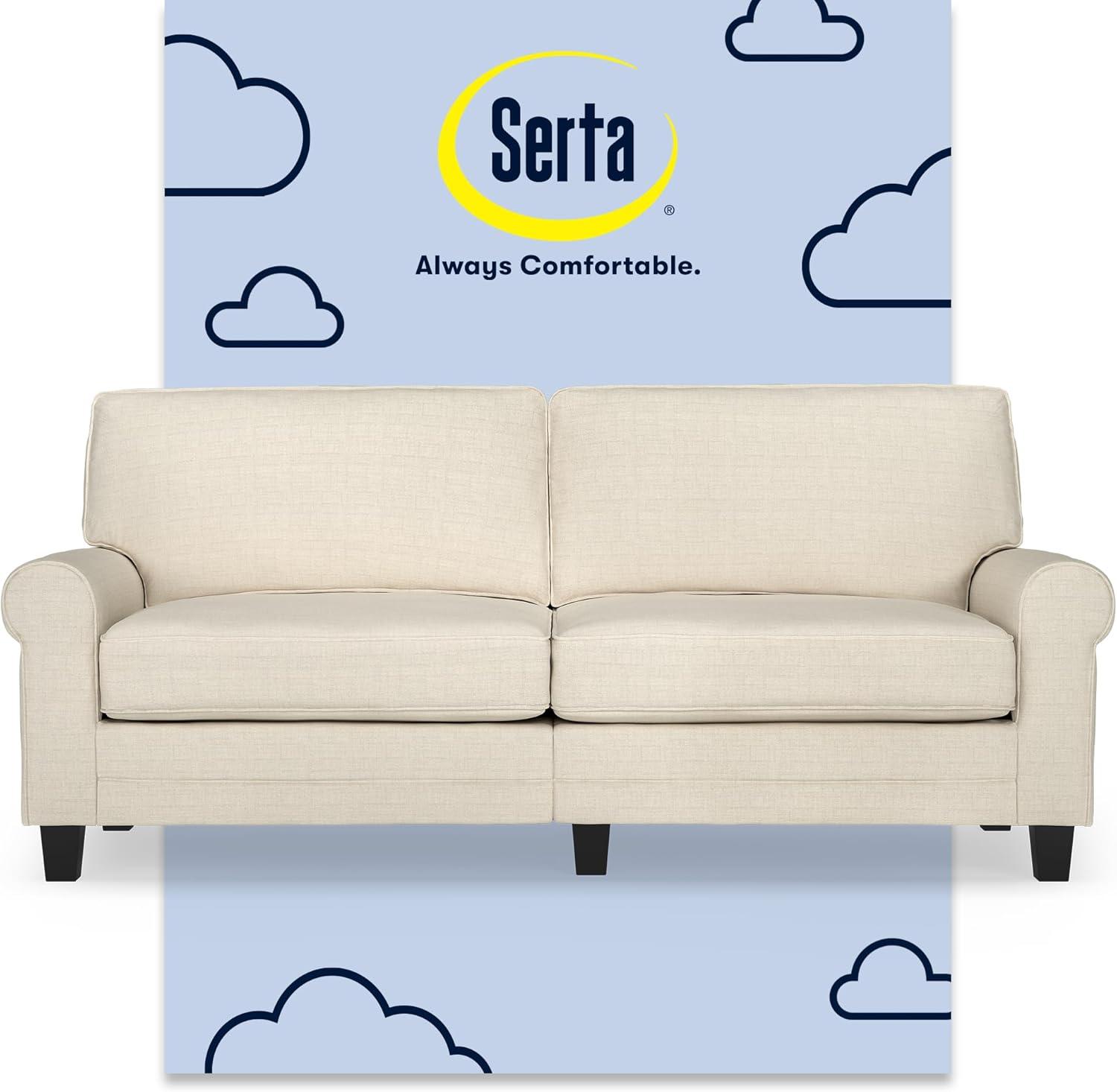 Serta Copenhagen 78" Rolled Arm Sofa, Easy Care Fabric, Soft Pillow Back, Pocket Coil Seat Cushions