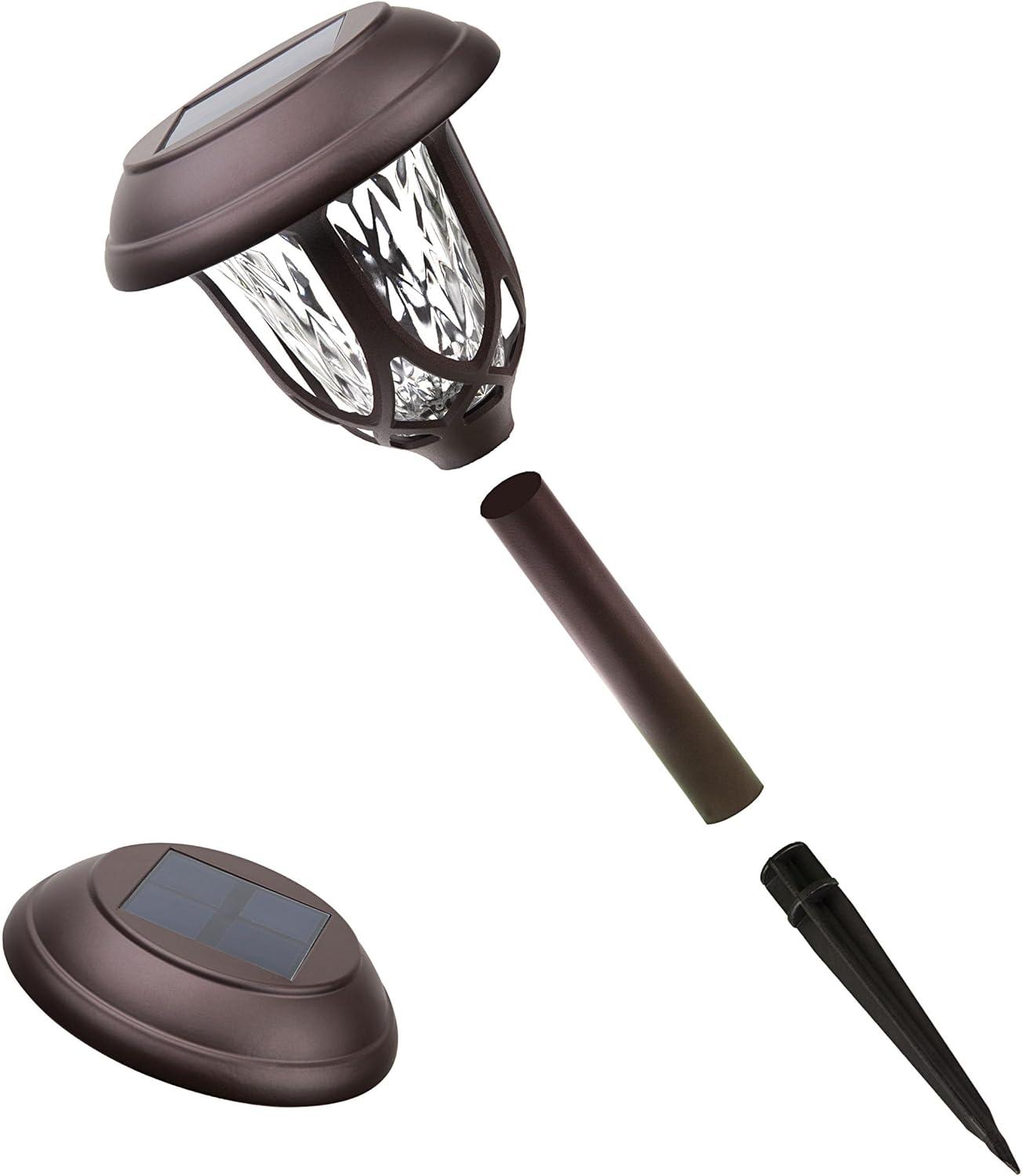 Set of 2 Bronze Solar Powered LED Pathway Light Stakes