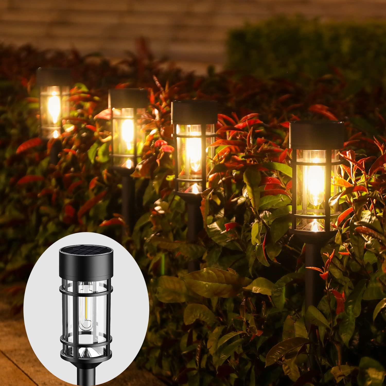 Zeki Shoggy 8 Pack Solar Pathway Lights Outdoor, Waterproof Solar Lights Outdoor With Metal & Glass Design - Auto On/Off, Long-Lasting, Landscape Lighting For Garden, Yard, Lawn, Driveway, Walkway