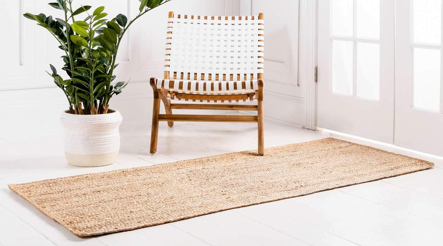 Unique Loom 2'6"x6' Braided Jute Dhaka Natural Indoor Area Rug