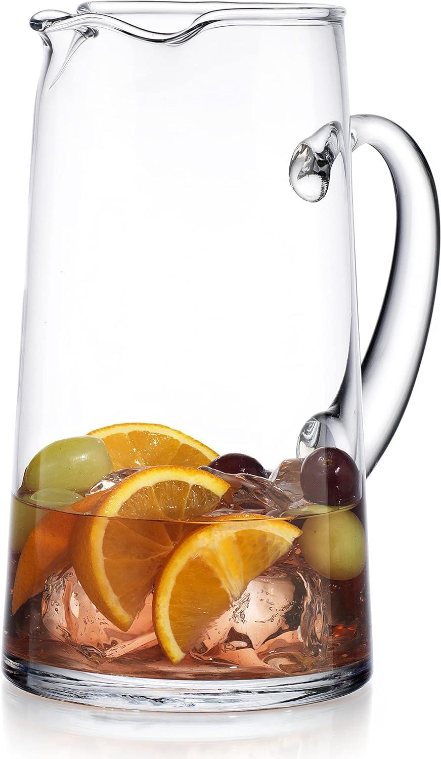 Elegant 48 oz Crystal-Clear Glass Water Pitcher with Spout