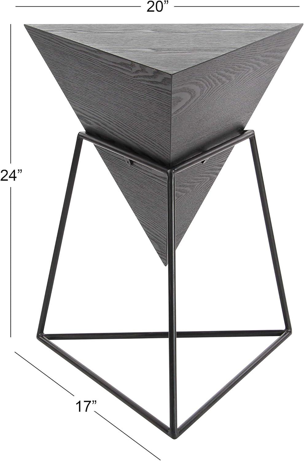 Modern Triangular Accent Table Gray - Olivia & May: Chic Side Table, Metal Frame, Wood Top, Easy to Clean