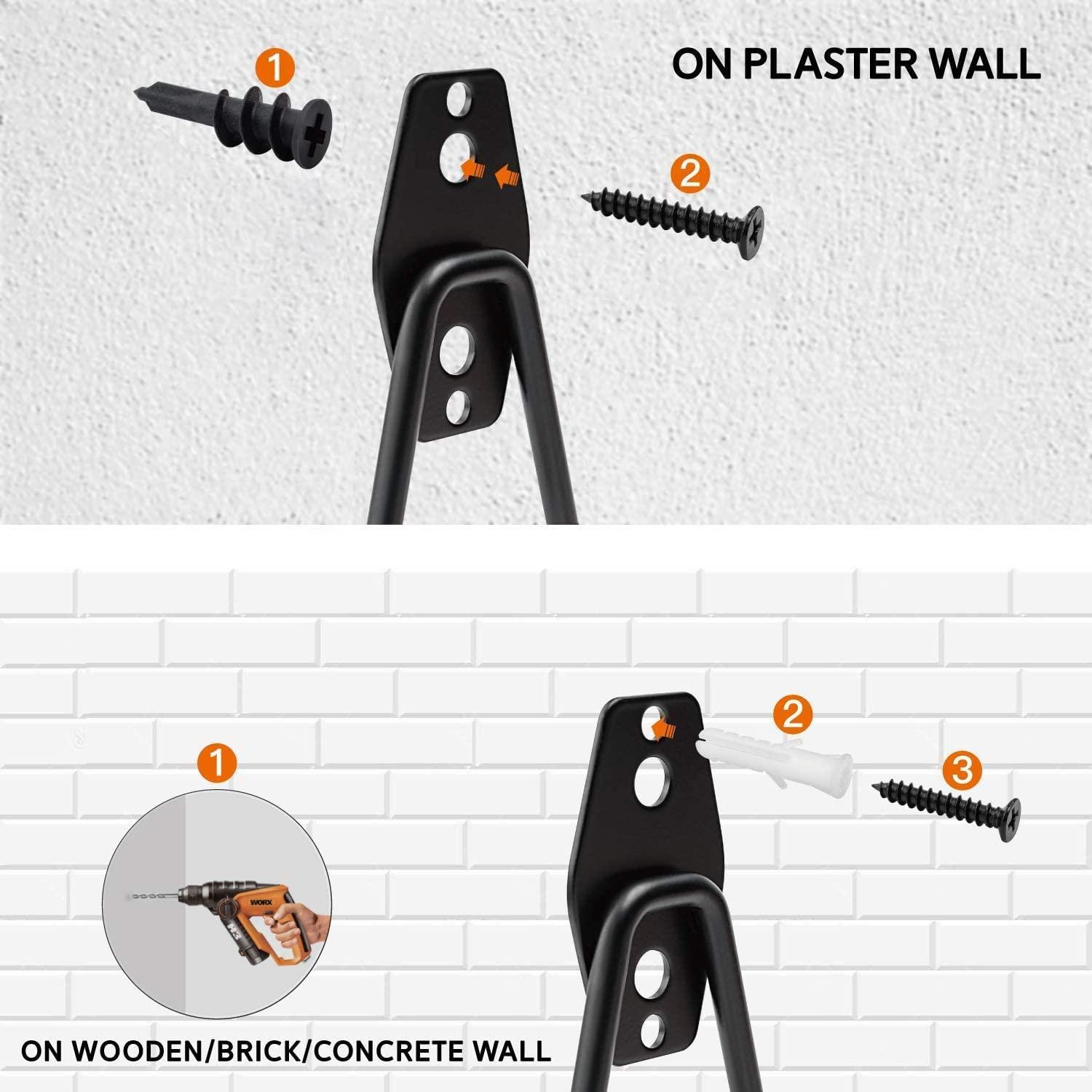 12 Pack Wall Storage Hooks with 2 Extension Cord Straps, Heavy Duty Tool Hangers for Utility Organizer, Wall Mount Holders for Garden Lawn Tools, Ladders Hanger