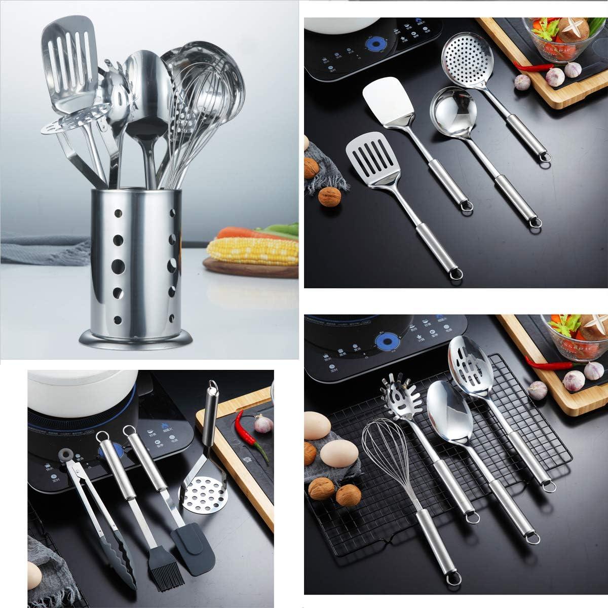 13-Piece Stainless Steel Cooking Utensil Set with Holder