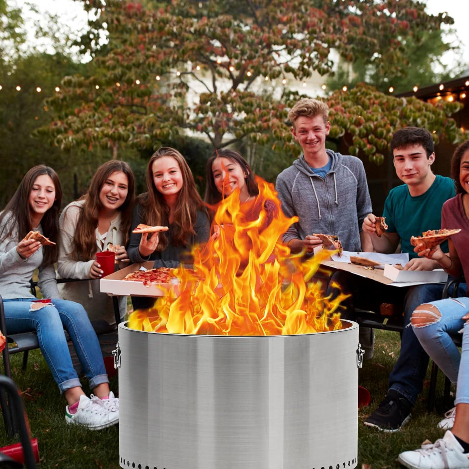 20.5 Inch Brushed Stainless Steel Smokeless Fire Pit