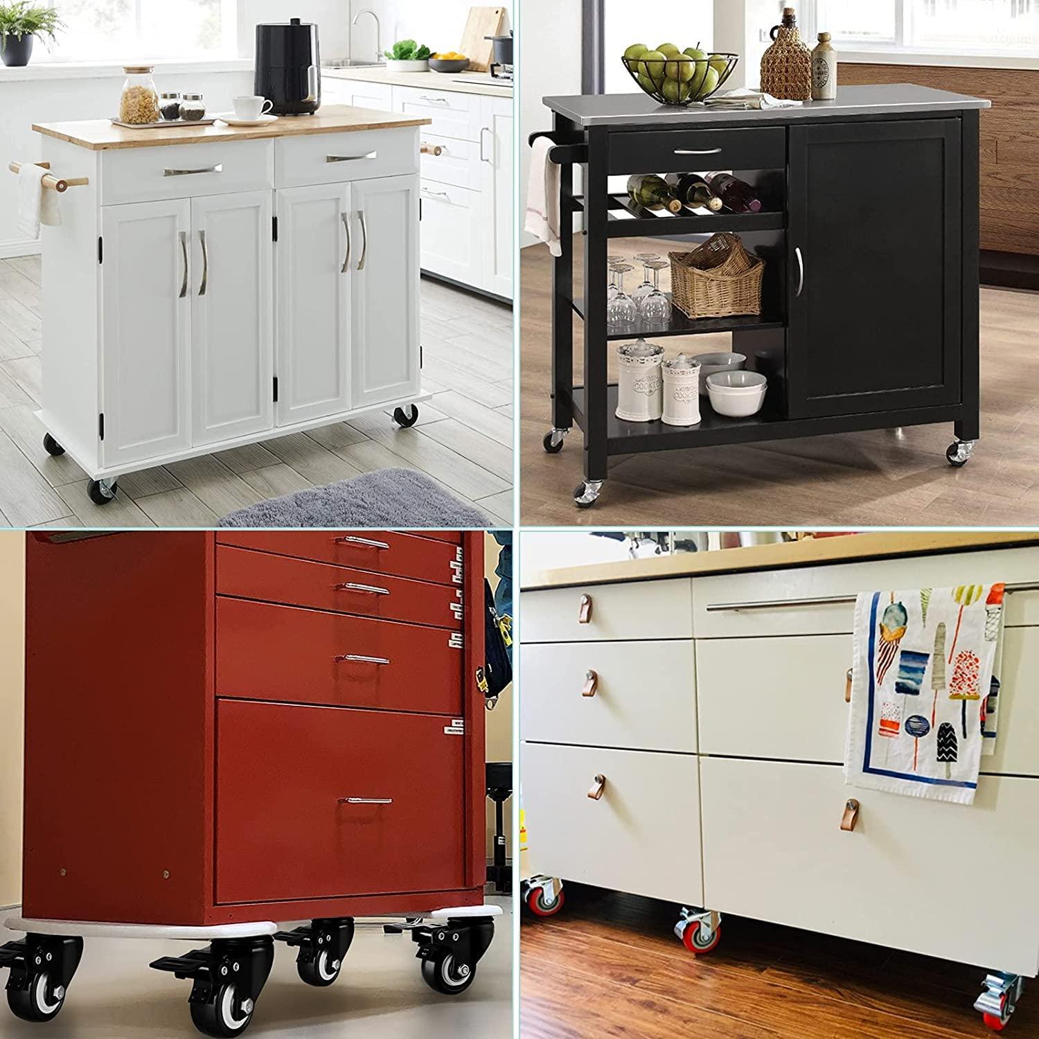 2" Casters Set of 8 Heavy-Duty Industrial Caster Wheels with Brake PU Wheels Double Locking and Double Ball Bearing Swivel Locking Casters Noiseless for Workbench, Furniture, Plate Castors Grey