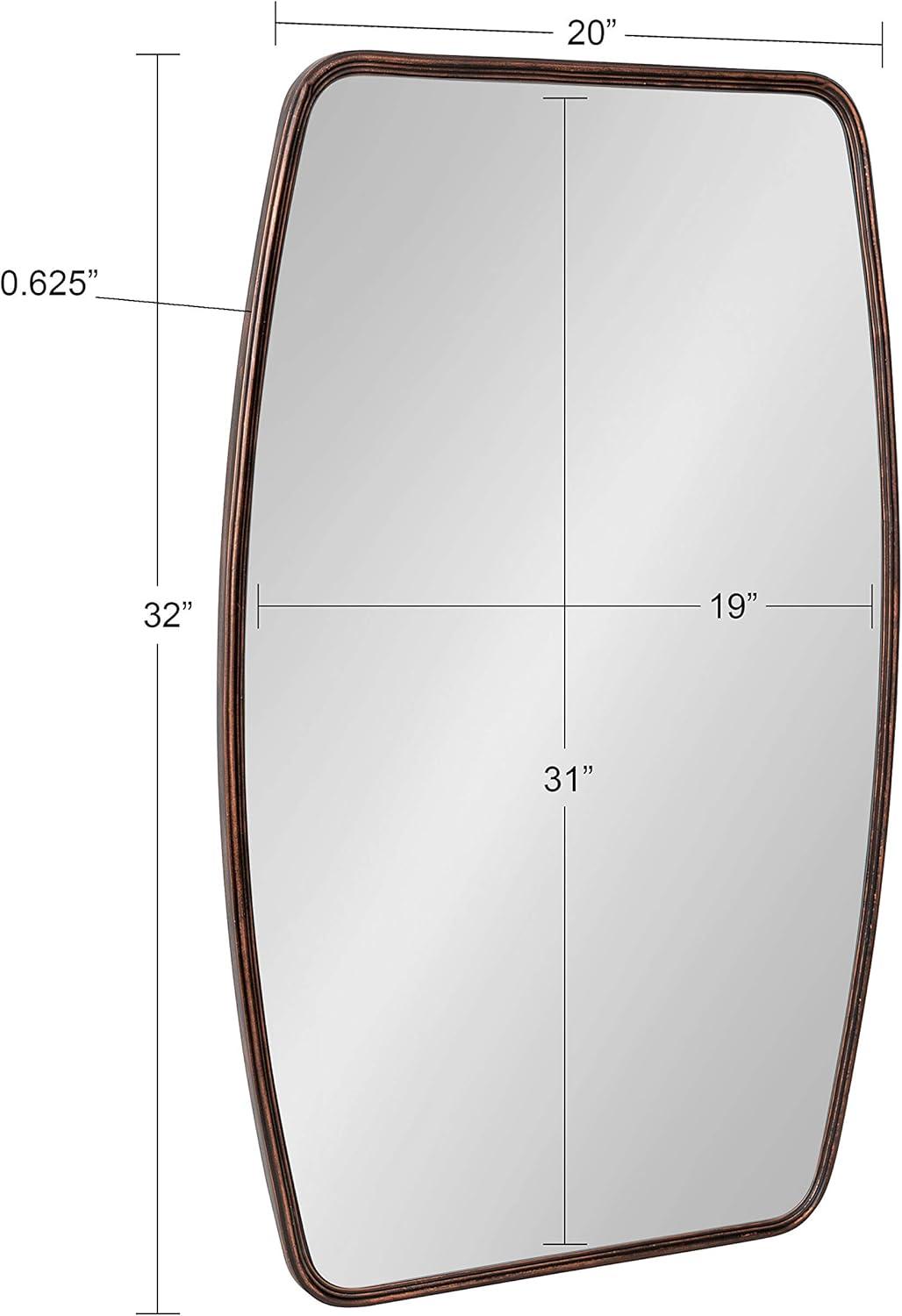 Kate and Laurel Caskill Modern Barrel Mirror, 20 x 32, Bronze, Rounded Rectangle Mirror for Wall