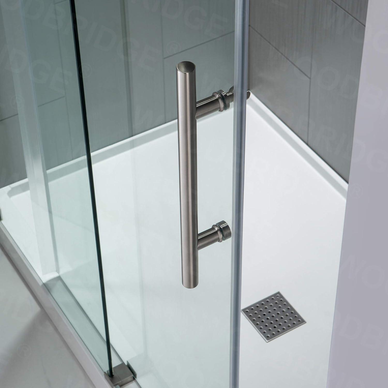 WoodBridge 56-60x76" Double Sliding Shower Door with 3/8" Thickened Upgrade Tempered Glass | Stainless Steel Hardware | Safe, Explosion-Resistant, Clear & Stylish, Sturdy & Durable  SDD6076-B