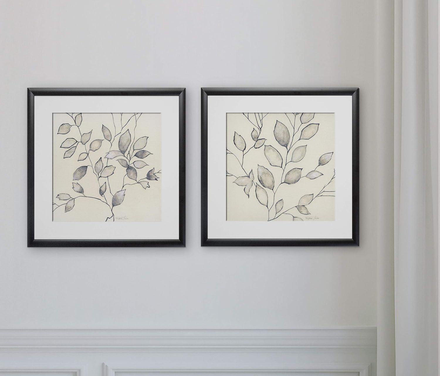 Whispering Leaves Black and White 2-Piece Framed Art Print Set