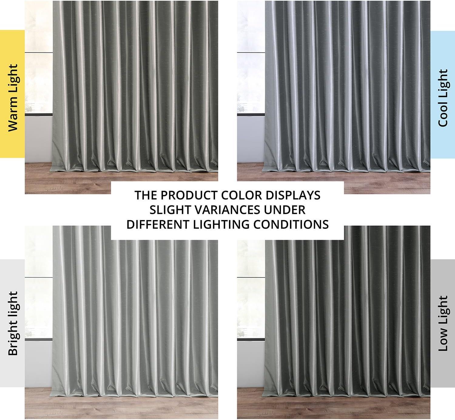 Silver Faux Silk Blackout Curtains 108 Inches Long