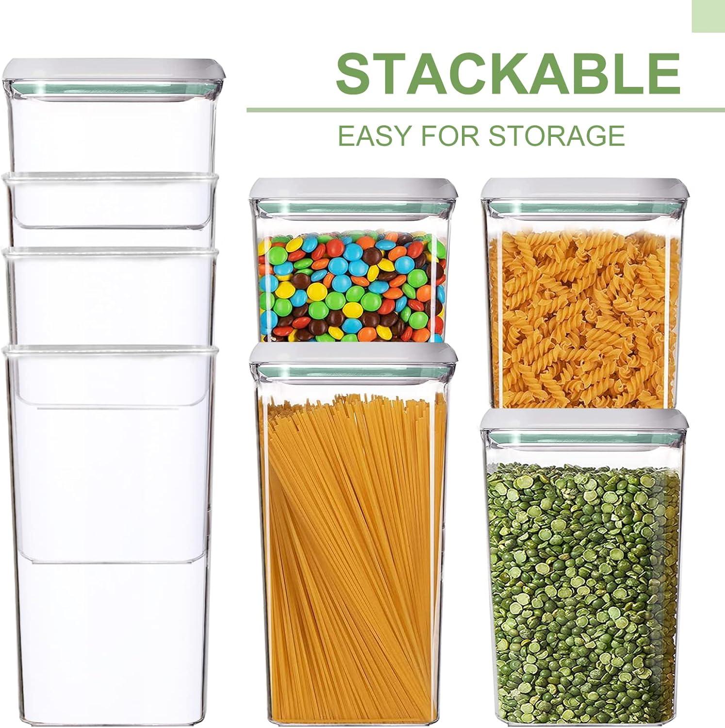 Food Storage Containers, 4 packs Airtight Clear Plastic Kitchen Canisters with One Button Pop Up Lids for Food Storage, Cereal, Candies, Cookies, Coffee, Nuts, Sugar etc.