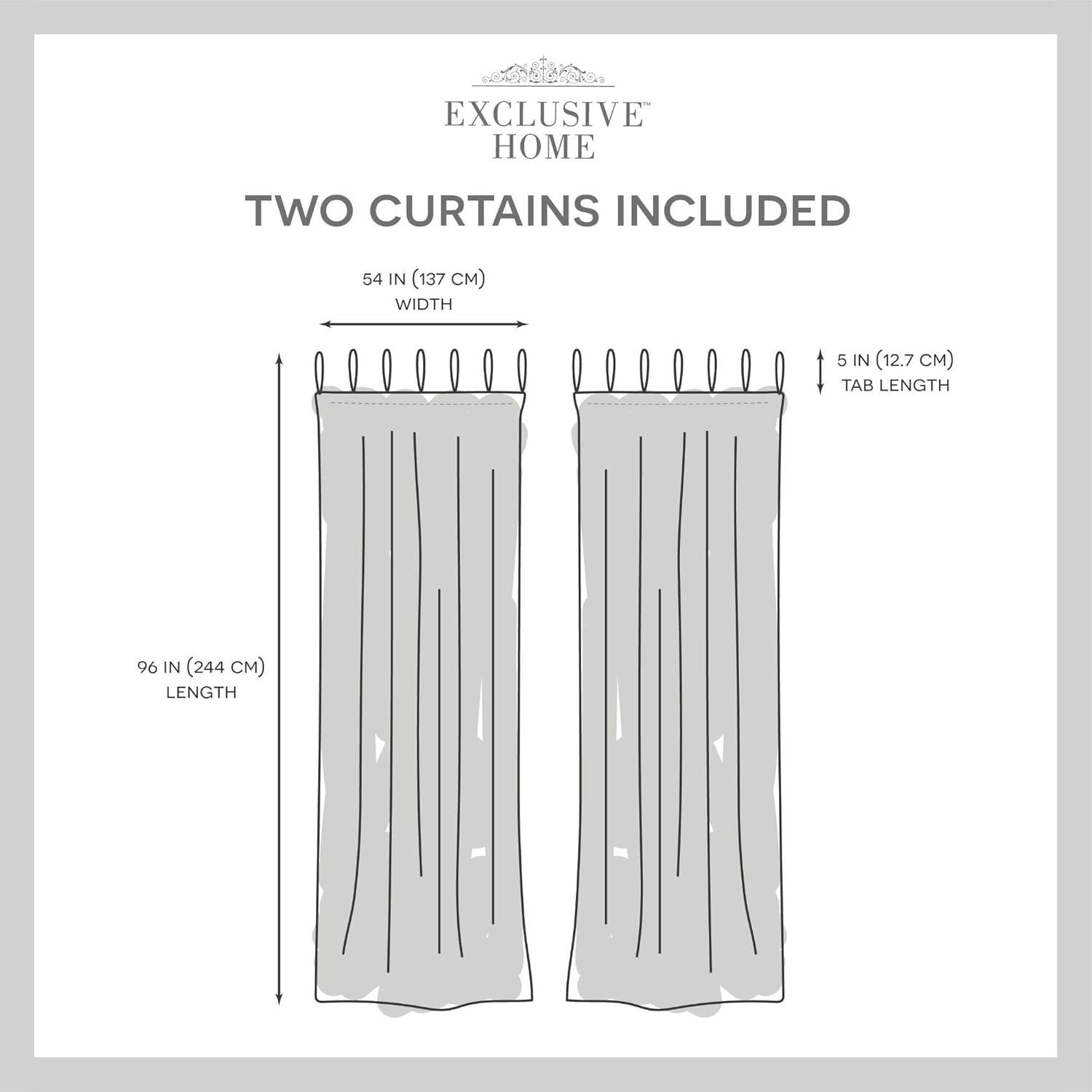 Set of 2 Duncan Braided Tab Top Sheer Curtain Panels Natural - Exclusive Home