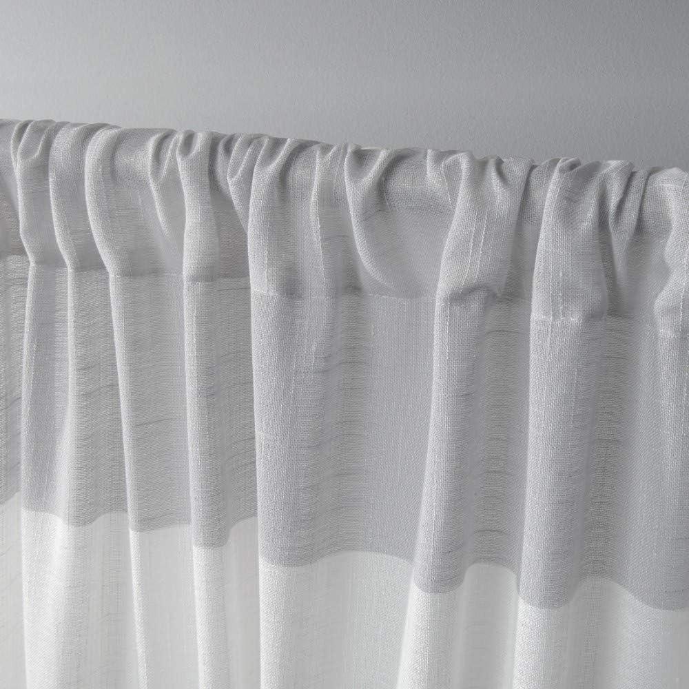 Set of 2 (84"x54") Darma Rod Pocket Window Curtain Panel Light Gray - Exclusive Home: Modern Light Filtering Stripes