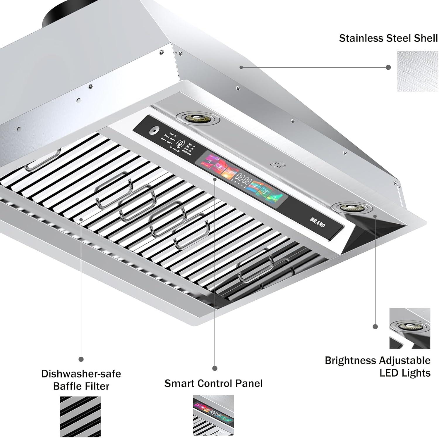 30 in. 900 CFM Convertible Insert Range Hood with Lights