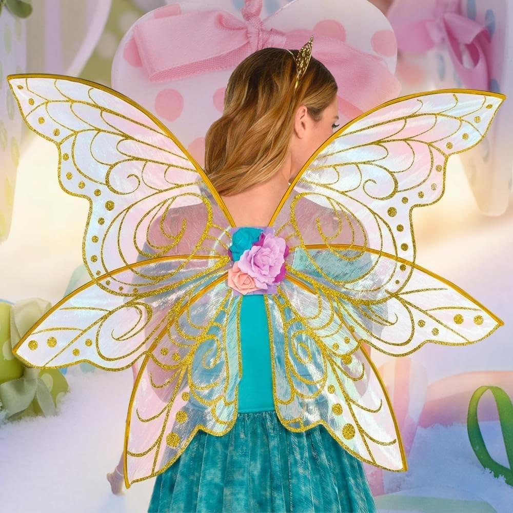 Amscan Glitter Gold Fairy Wings for Adults and Teens, Halloween Costume Accessory
