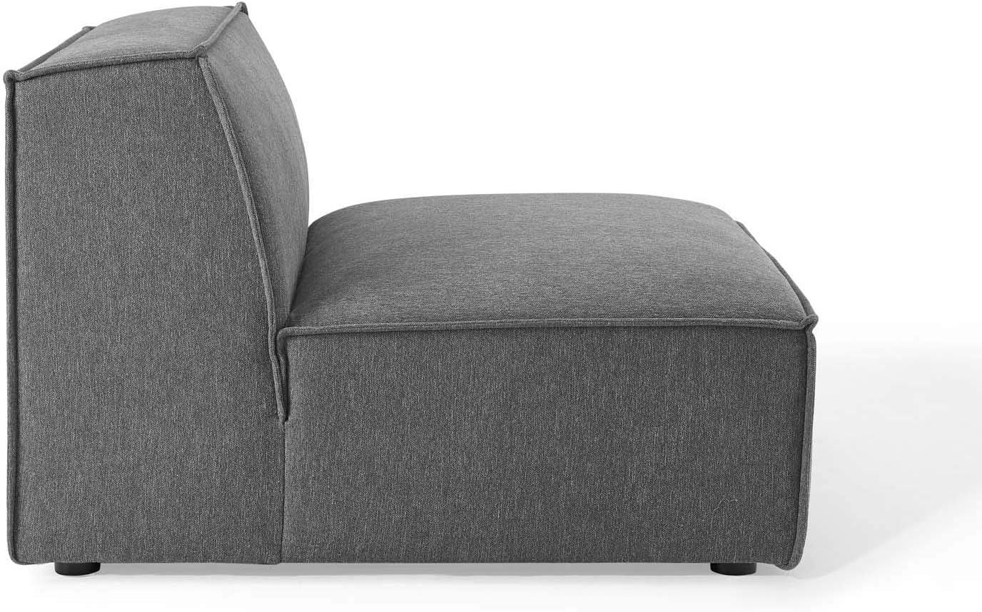 Modway Restore Polyester Fabric Sectional Sofa Armless Chair in Charcoal
