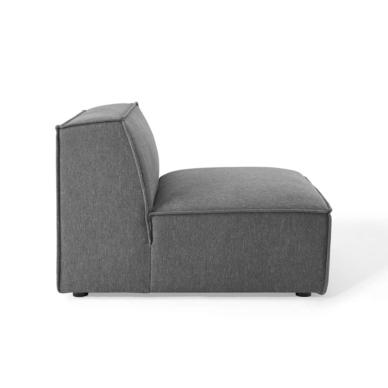 Modway Restore Polyester Fabric Sectional Sofa Armless Chair in Charcoal