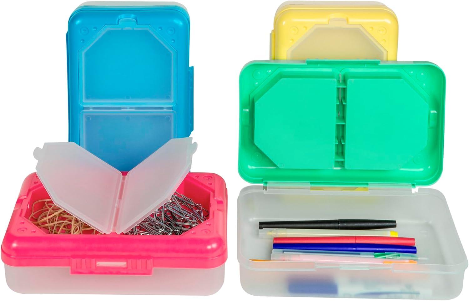 C-Line® Storage Box, 3 Compartments, Assorted Colors