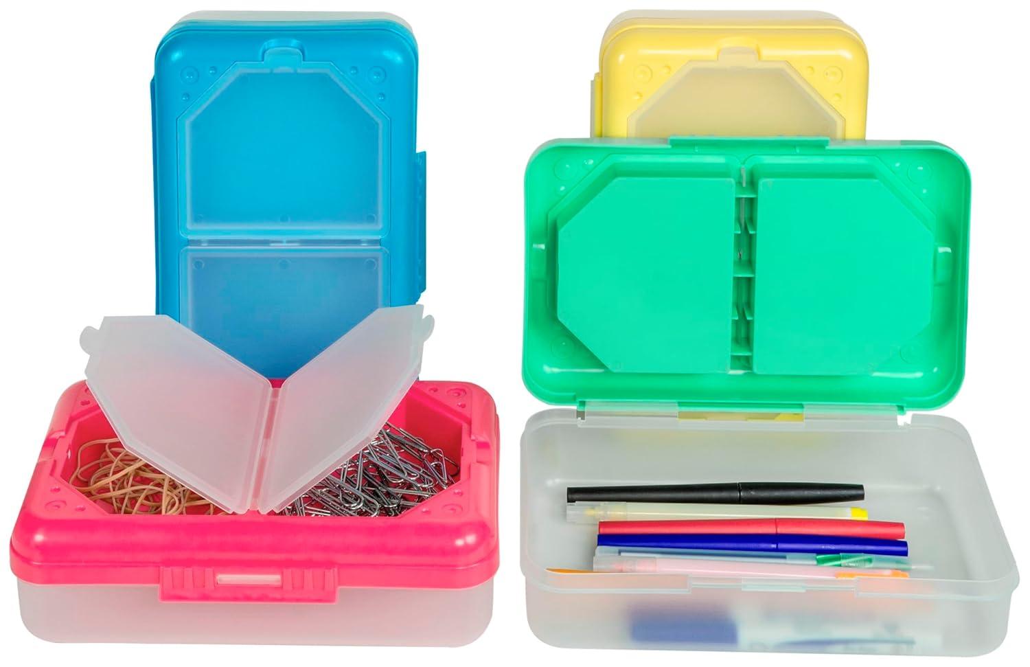 C-Line® Storage Box, 3 Compartments, Assorted Colors