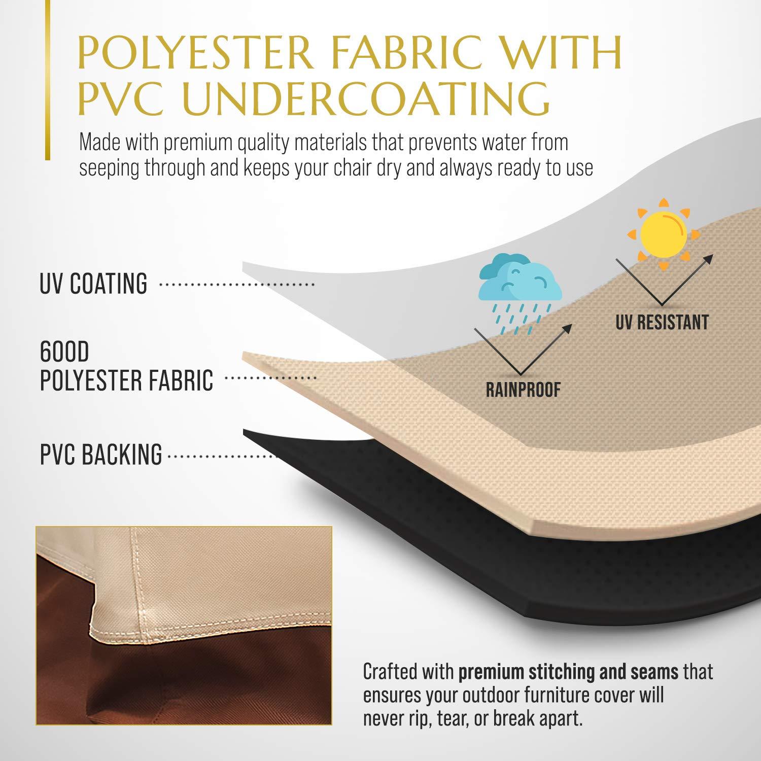 Signature Living 35” x 31” Tan Solid Print Patio Chair Cover, Waterproof, 2 Count