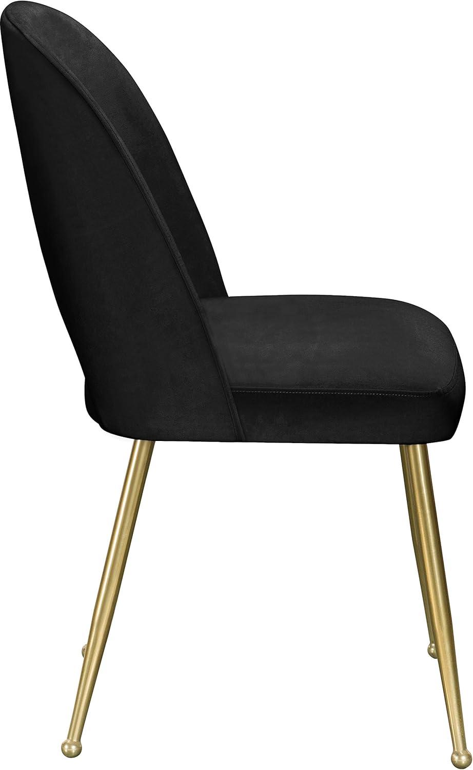 Luxor Black Velvet Dining Chair with Brushed Gold Accents