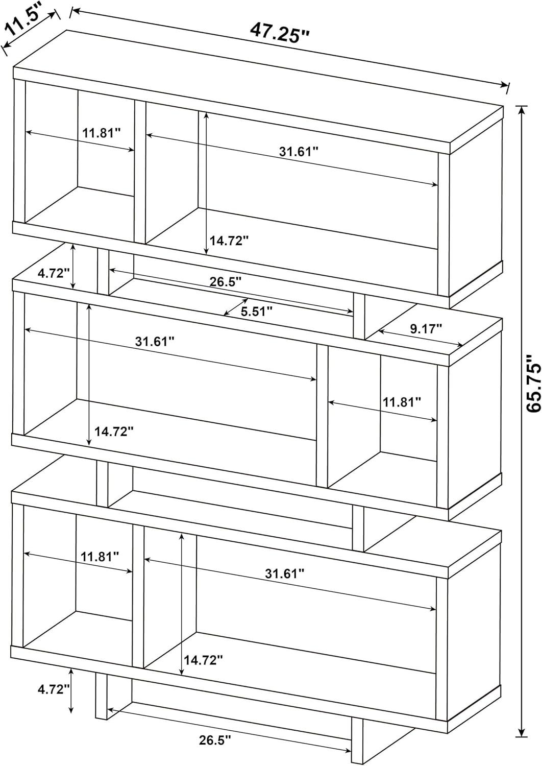 65.75" Reid 3 Shelf Bookcase Weathered Gray - Coaster