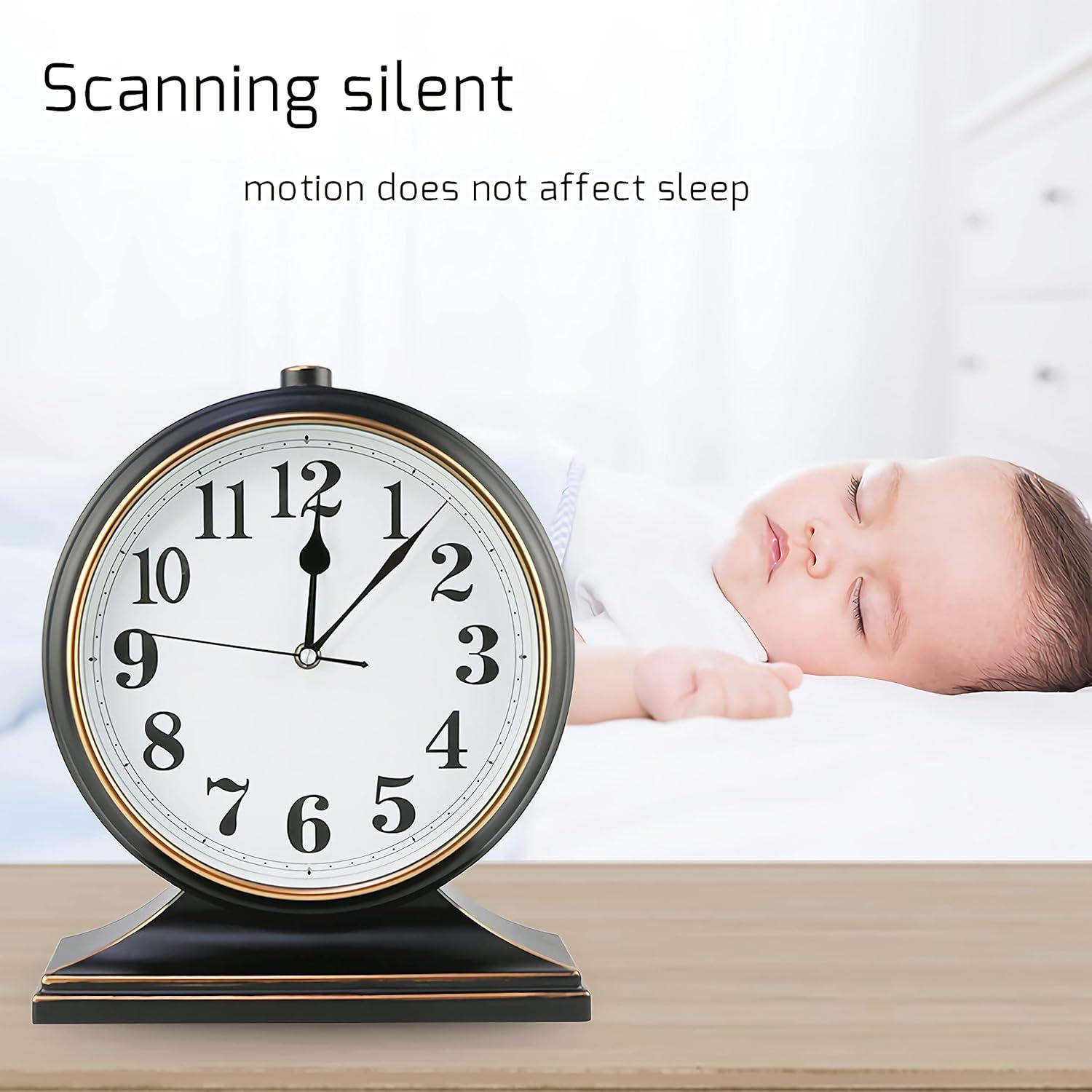 Table Clock-Modern Table Clock Silent-Non-Ticking 10-inch dial, Clear and Easy to Read, Used for Living Room, Bedroom Decoration