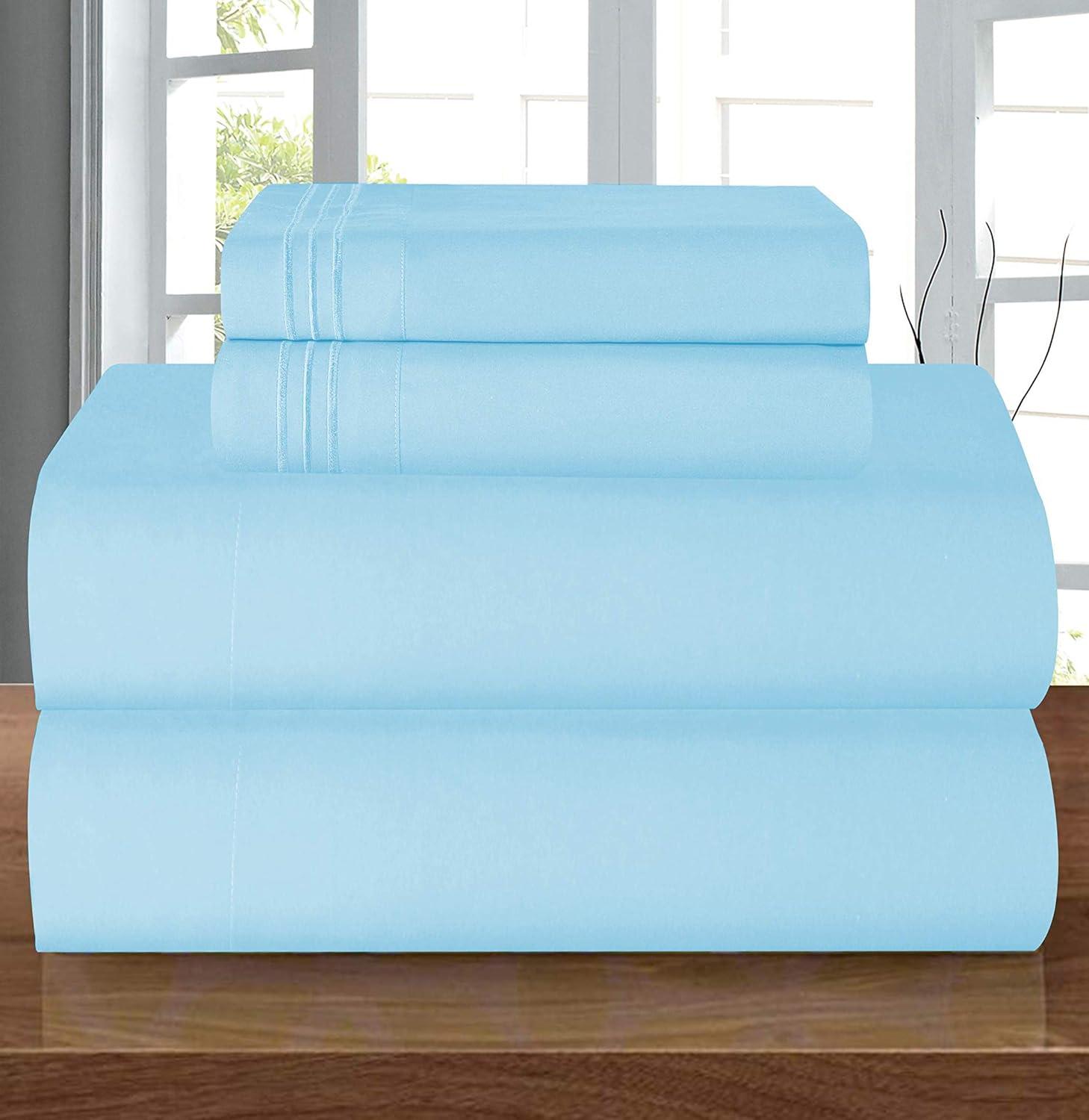 Aqua Twin Microfiber Deep Pocket 4-Piece Sheet Set