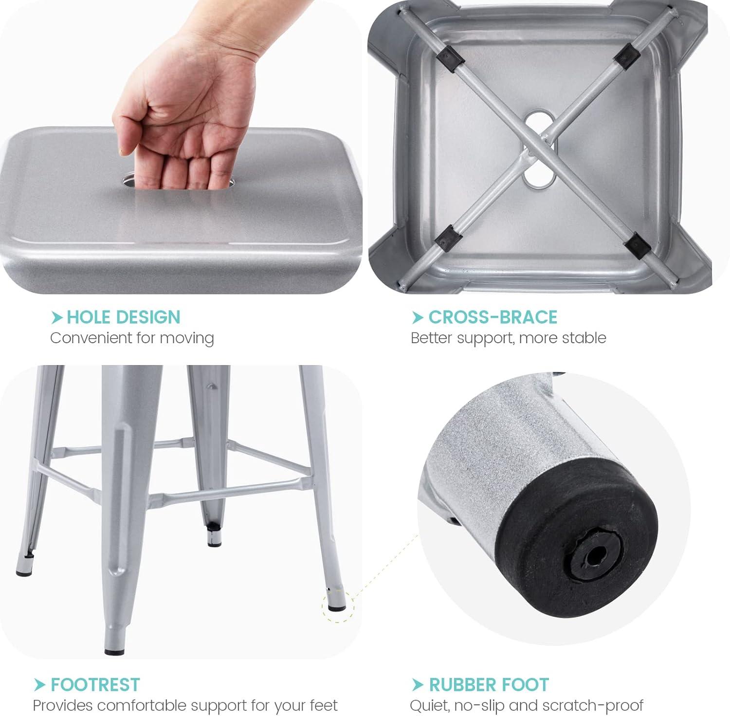 Williston Forge Kohki 24" Counter Stool Metal Bar Stools Counter Height Barstools Backless Indoor/Outdoor Bar Stools Kitchen Counter Stools Chairs(Set of 4)