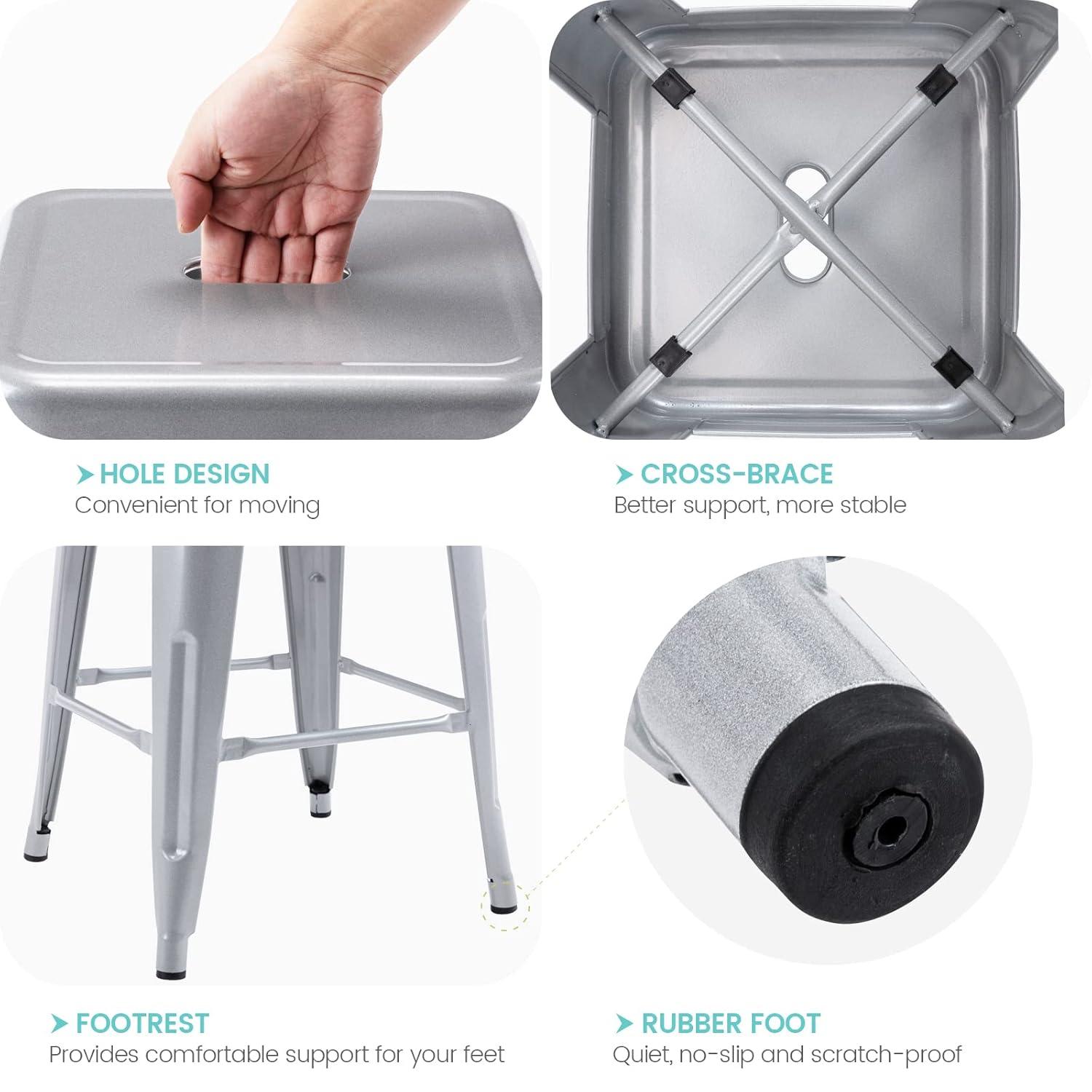 Williston Forge Kohki 24" Counter Stool Metal Bar Stools Counter Height Barstools Backless Indoor/Outdoor Bar Stools Kitchen Counter Stools Chairs(Set of 4)