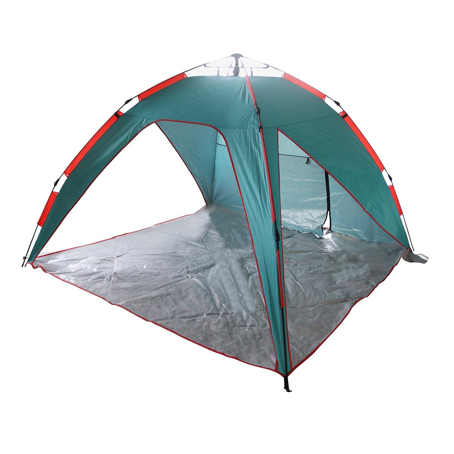 Bliss Hammocks Pop-up Collapsible Beach Tent with Carry Bag, Wind Resistant - Teal & Orange