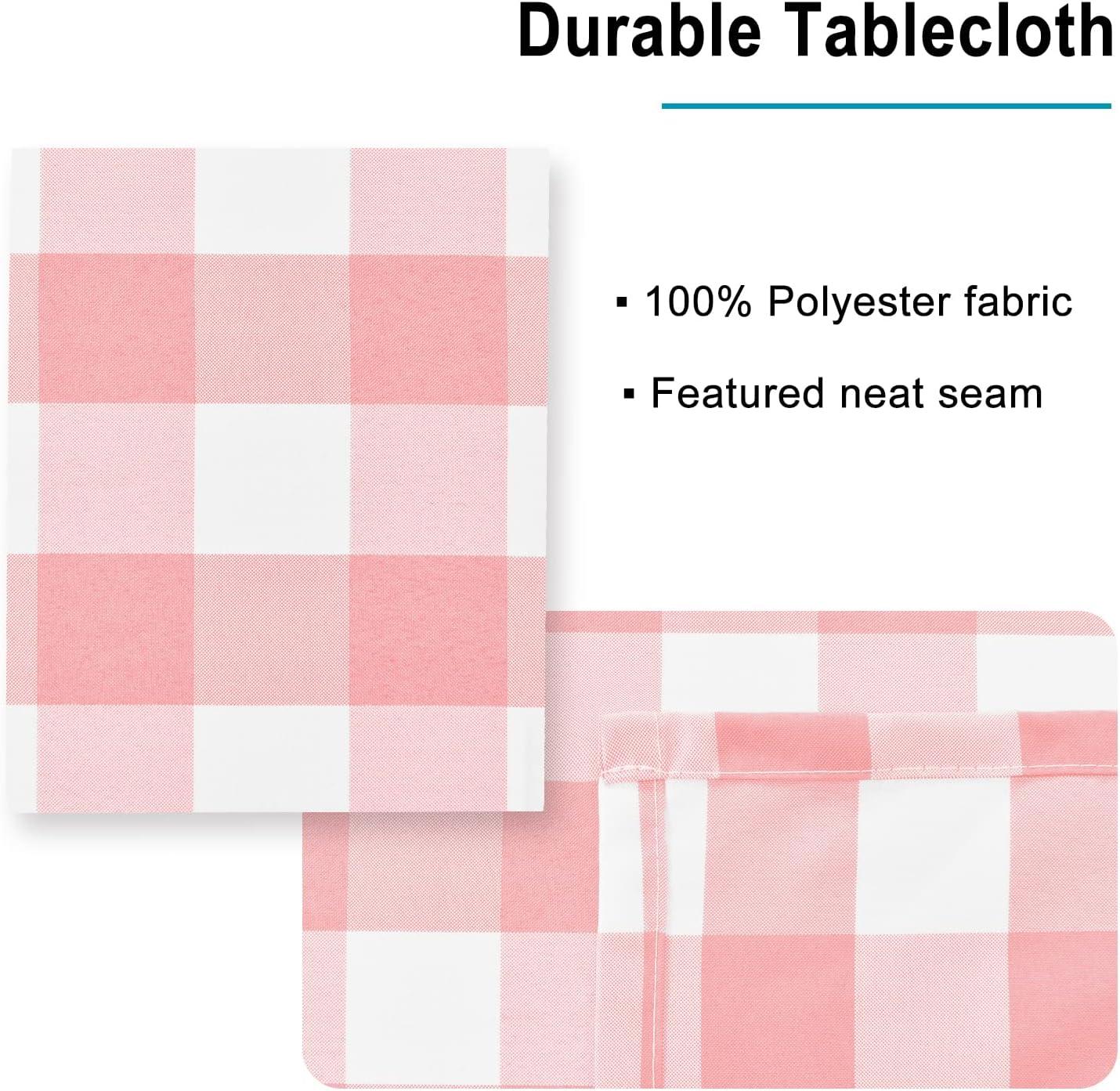 Hiasan Buffalo Plaid Tablecloth Square, 54 x 54 Inches - Waterproof & Washable Polyester Fabric Checkered Table Cover for Dining, Outdoor Picnic and Party (Pink and White)