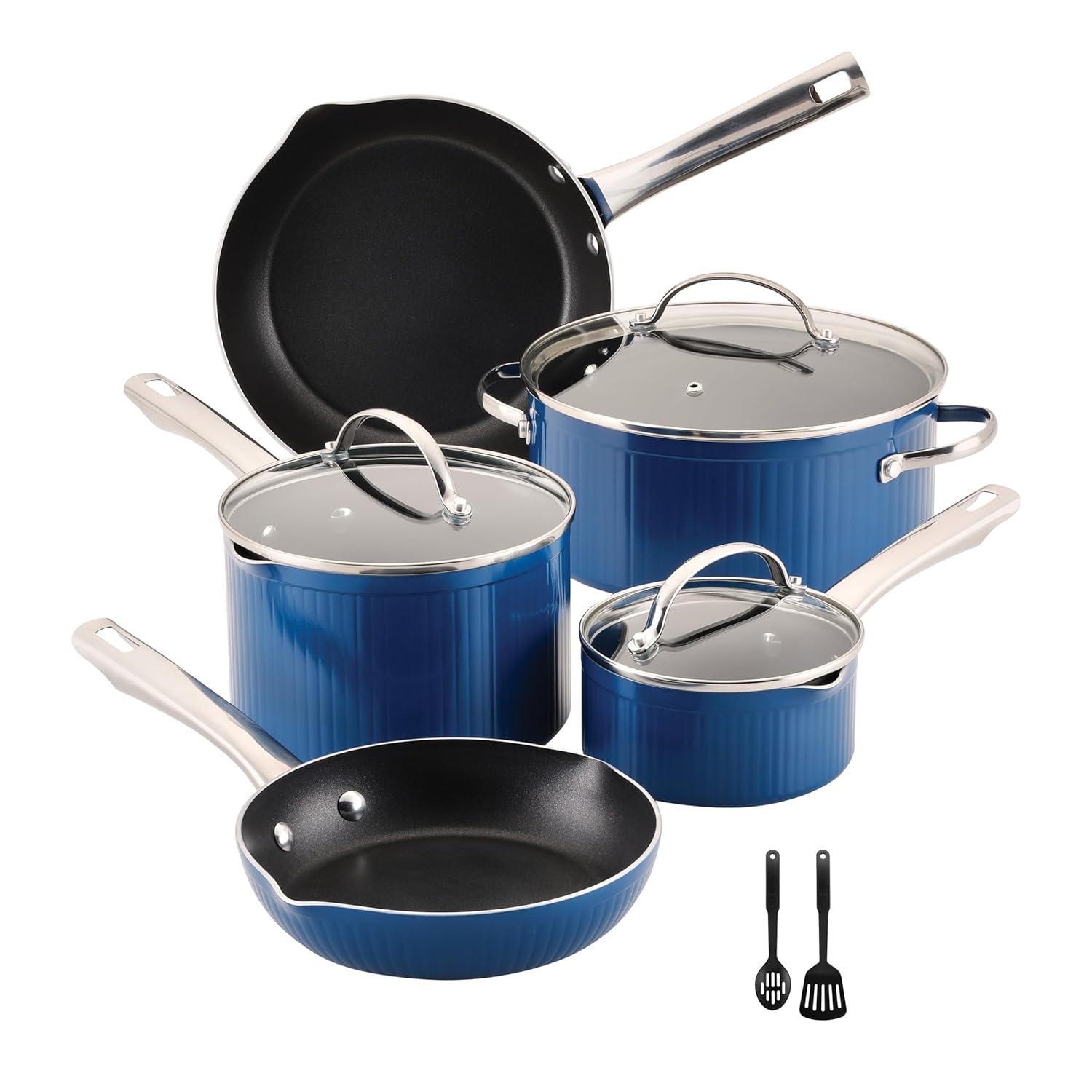 Farberware Farberware Style Nonstick Cookware Pots And Pans Set, Includes Kitchen Cooking Utensils, 10 Piece