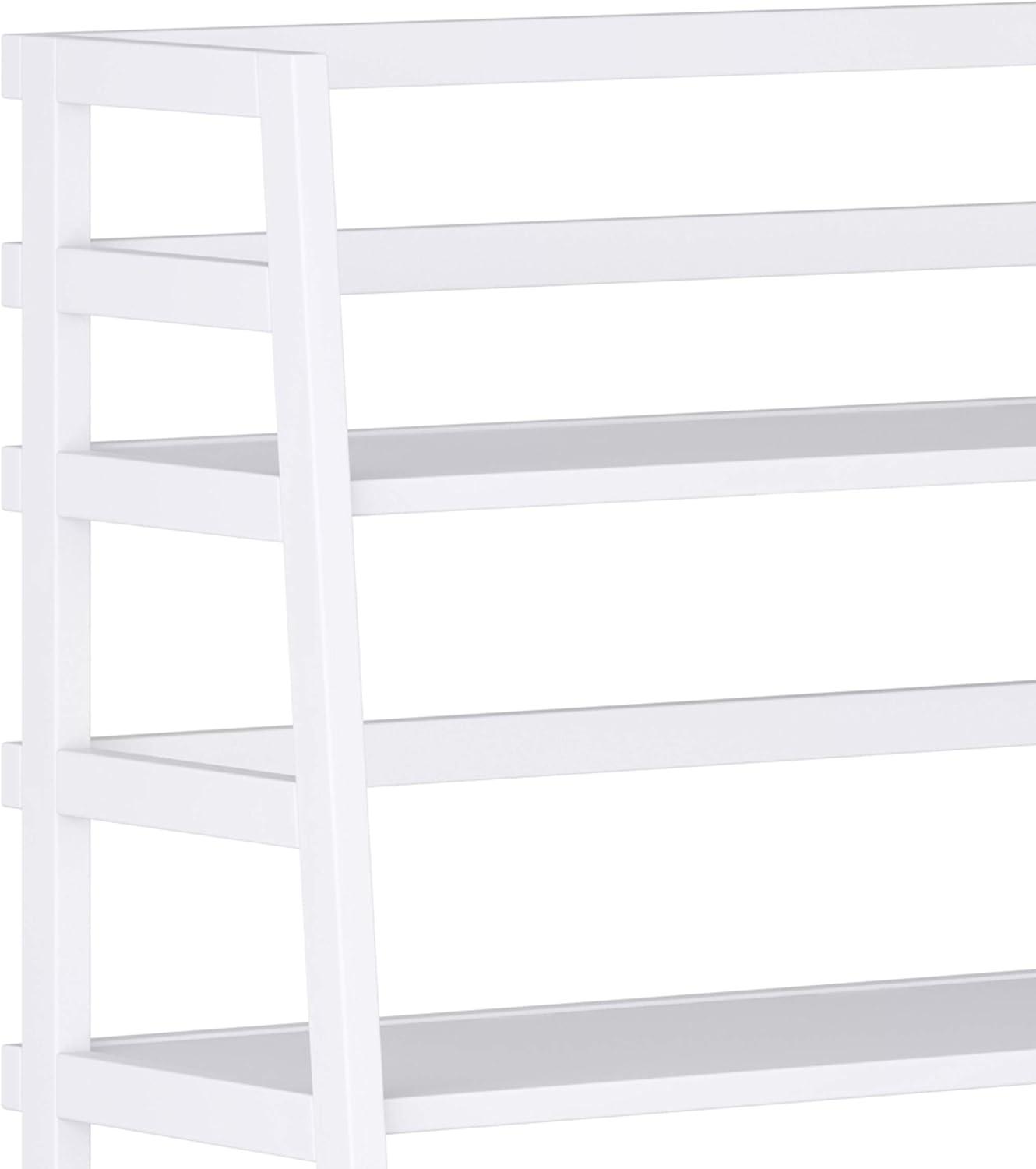 Acadian Solid Wood 4-Tier White Ladder Shelf Bookcase