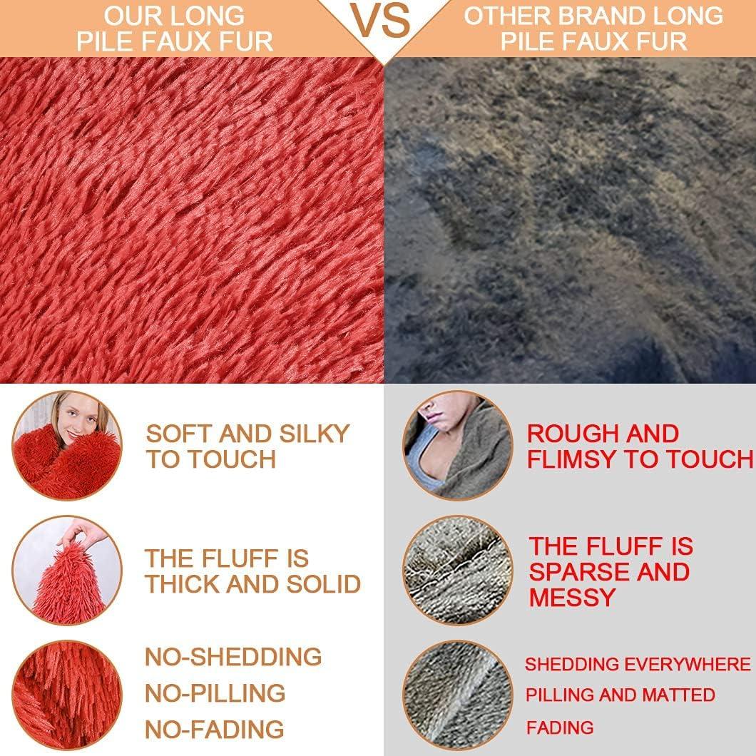 YUSOKI Red Faux Fur Throw Blanket,2 Layers,50" x 60",Soft Fluffy Fuzzy Cozy Blanket for Women Girls Teens Sofa Chair Couch Bed Farmhouse Decrations Photoshoot Props Christmas