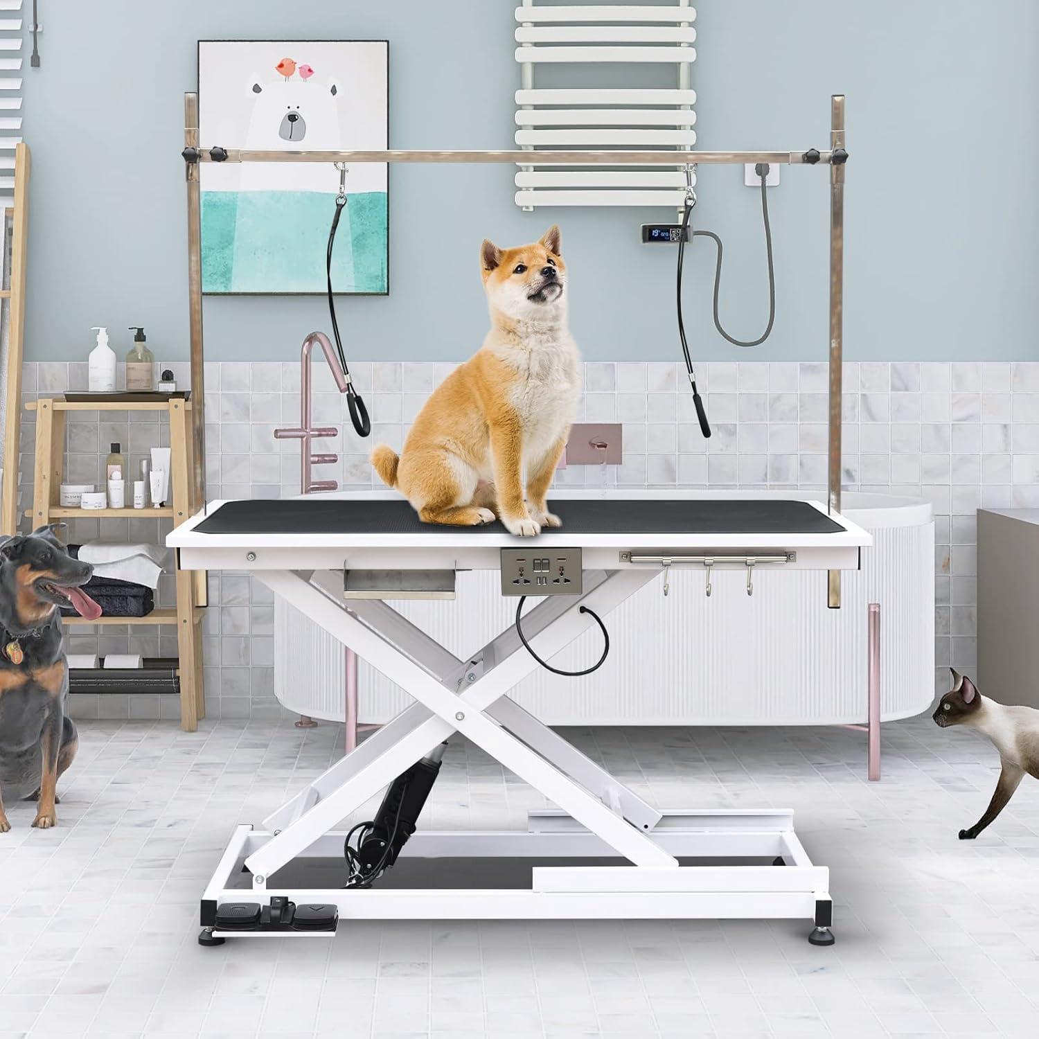 SoarFlash 36'' H x 49.6'' W x 26'' D Metal Adjustable Dog Electric Grooming Table