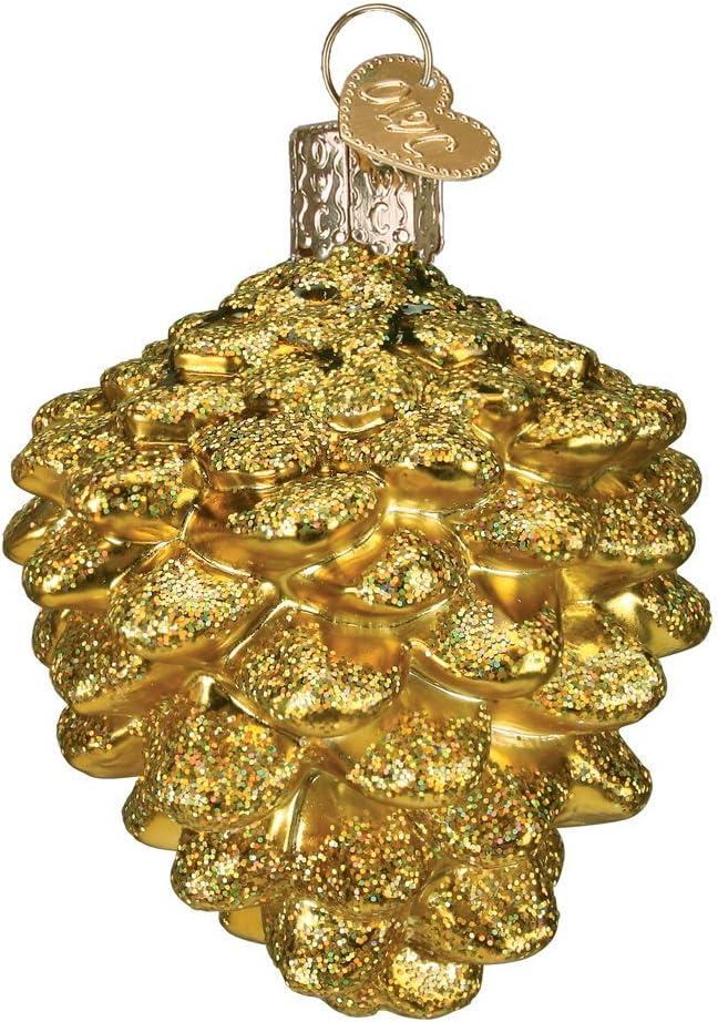 Small Gold Glass Pine Cone Christmas Ornament