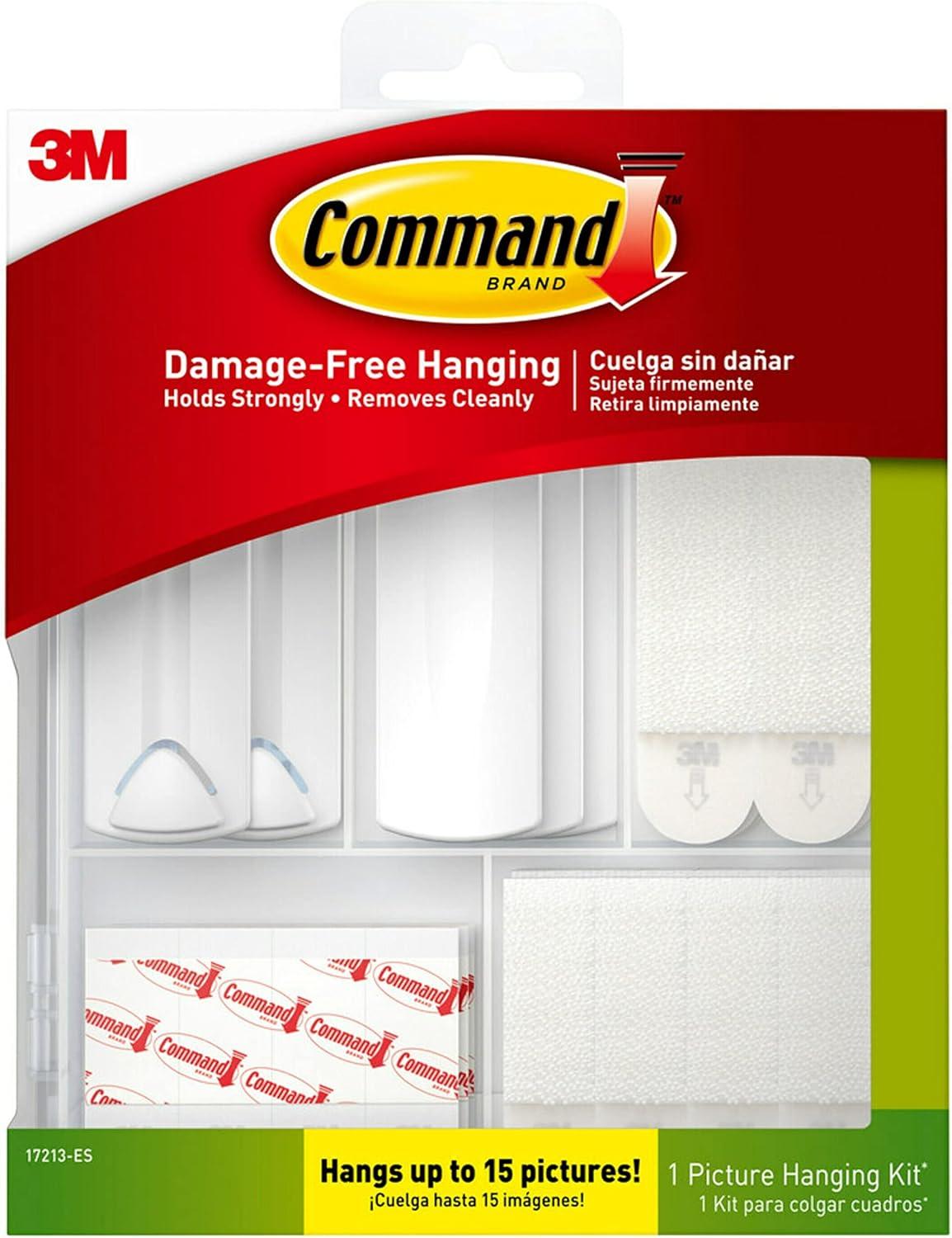 White Damage-Free Picture Hanging Kit with Strips and Hooks