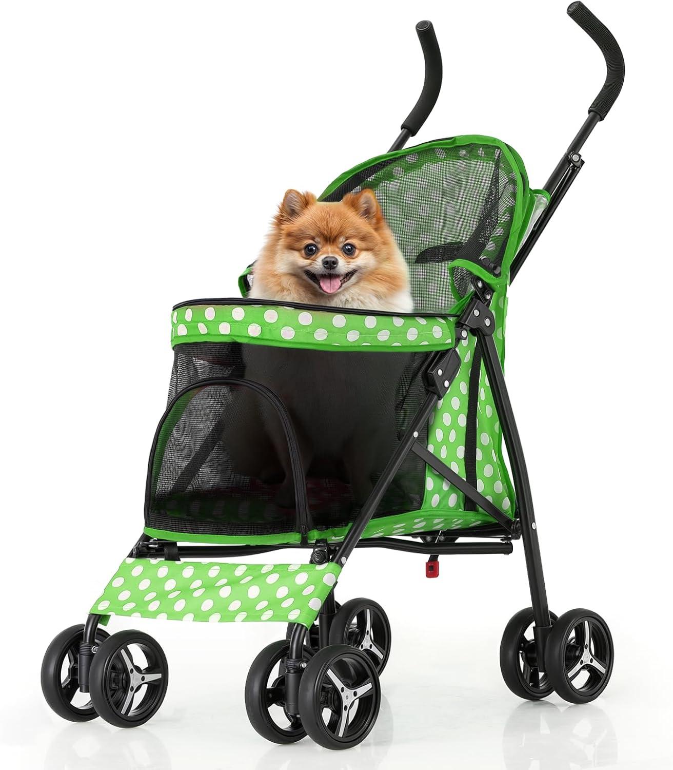 Magshion Pet Stoller Dog Cat Stoller Comfortable Lightweight Stroller With Adjustable Canopy