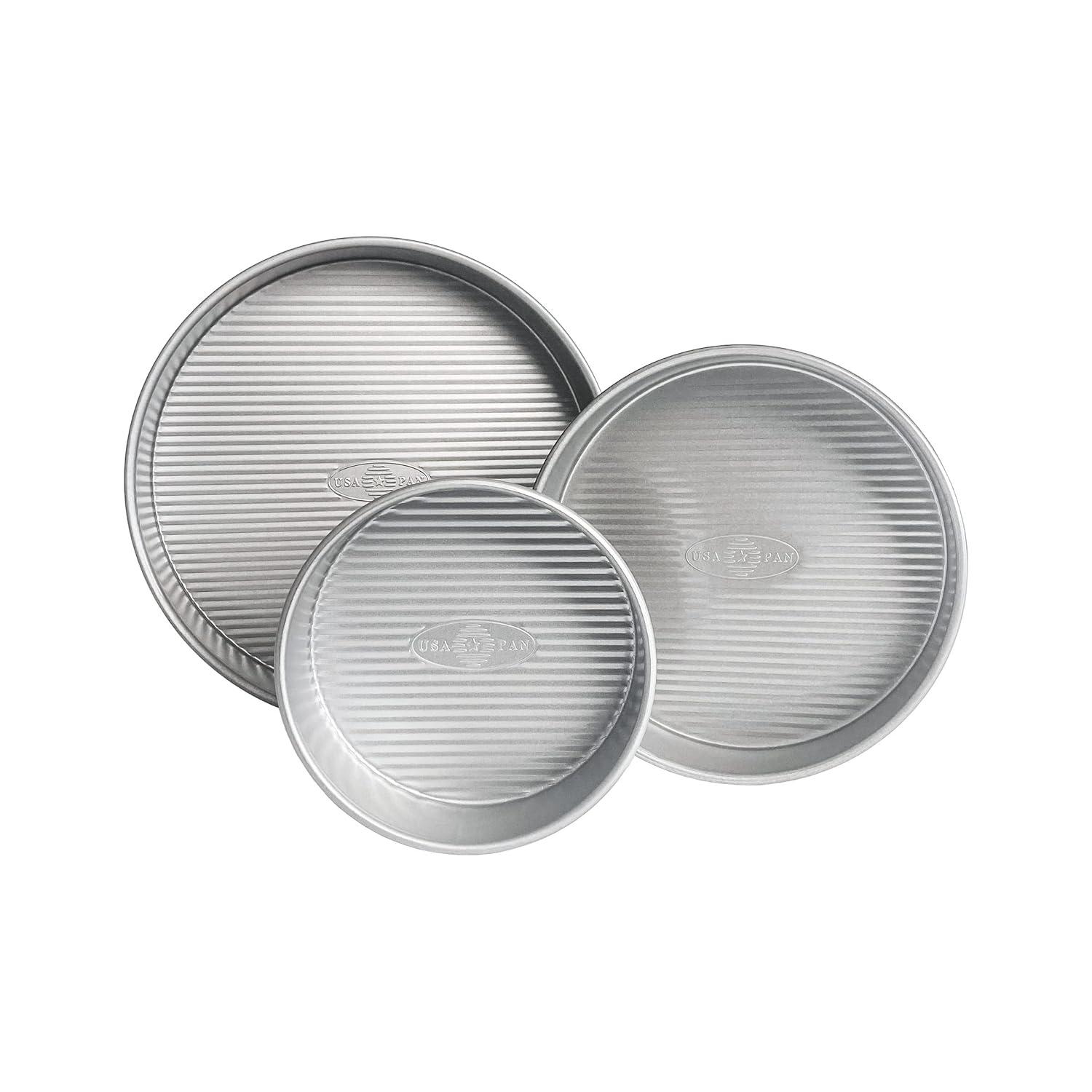 USA Pan Nonstick Round Cake Pan, Set of 3, Large, Aluminized Steel