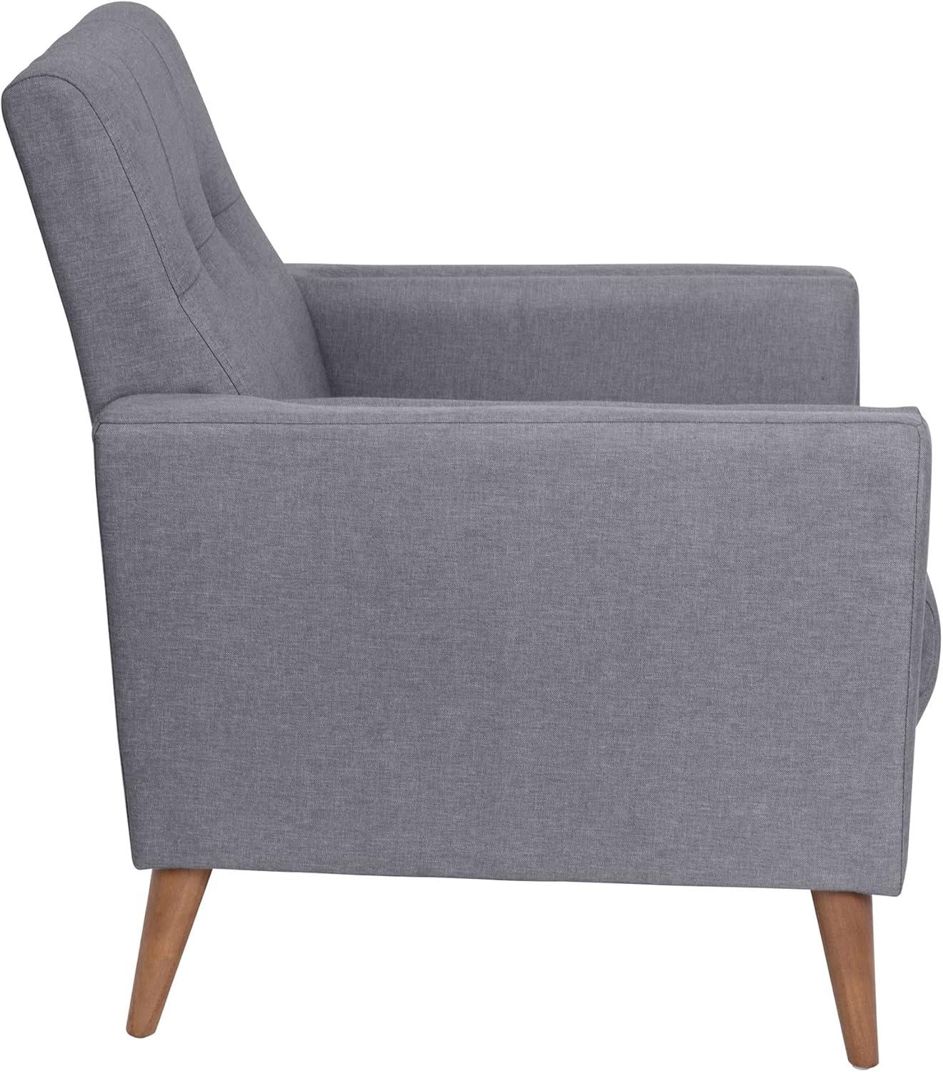 Flash Furniture Conrad Mid-Century Modern Commercial Grade Armchair with Tufted Faux Linen Upholstery & Solid Wood Legs